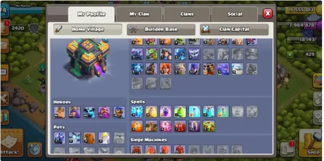 COC267 TH14 Semi Max BK47 Skin AQ49 Skin GW26 Skin Minion Prince 41 RC18 Builder Hall 10 5 Builders 429 Gems